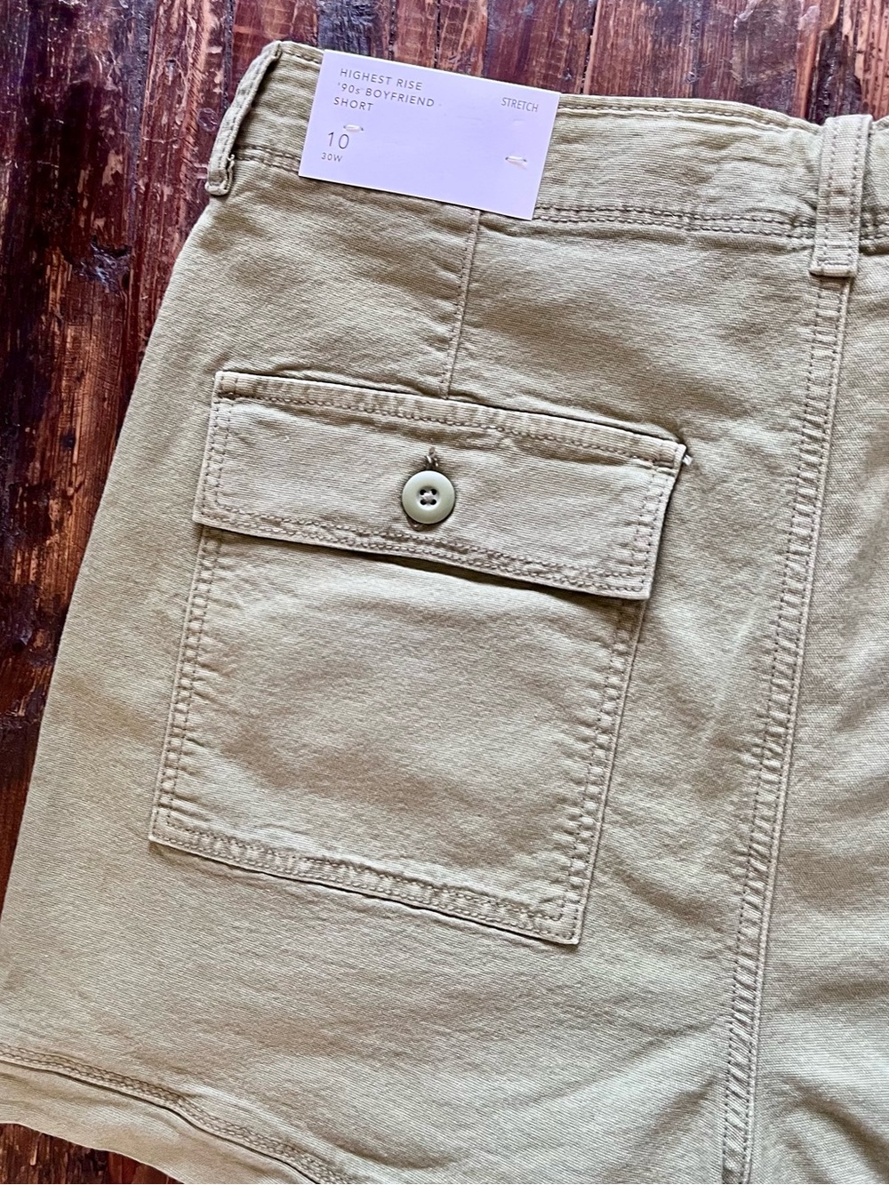 American Eagle Highest Rise 90's Utility Boyfriend Short Olive Green Sz 10 NWT - Picture 7 of 12
